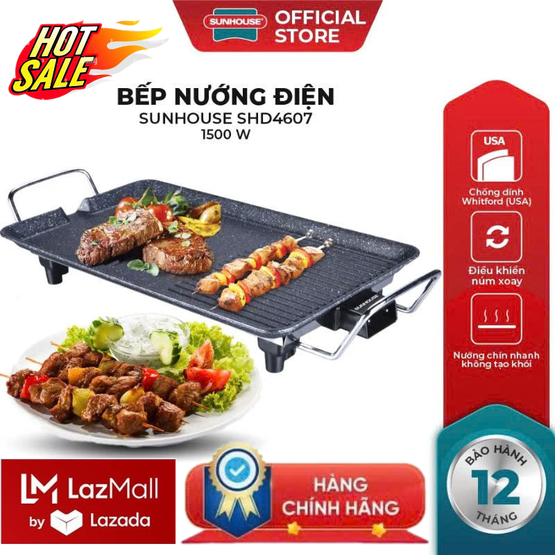 TẾT ĐẾN XUÂN VỀ LAZADA-SUNHOUSE Shop MALL VIỆT NAM Bếp Nướng Điện Sunhouse SHD4607 - Hàng Chính Hãng