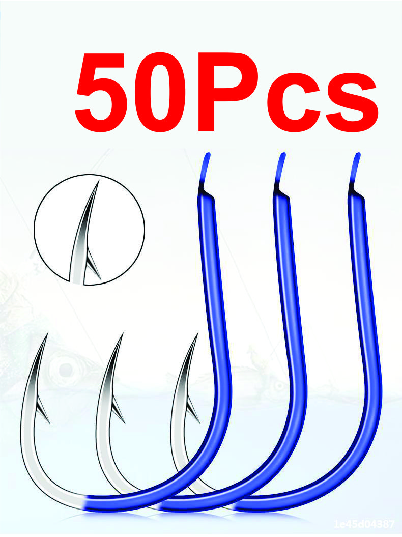 Hộp 50 Lưỡi Câu Cá Có Ngạnh - Xanh Dương (Mã:SP)