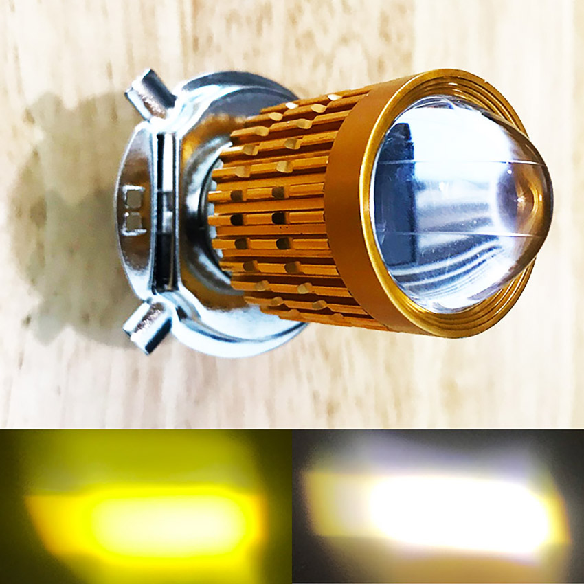 ĐÈN PHA LED 2 MÀU COS VÀNG PHA TRẮNG CHÂN H4- đèn pha xe máy .