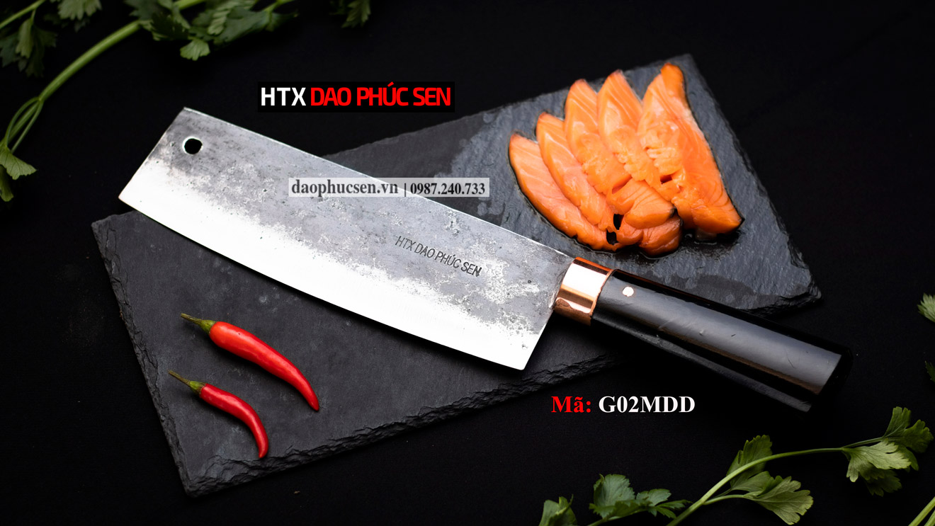 Dao thái 20cm nhíp xe rèn thủ công G02MDD
