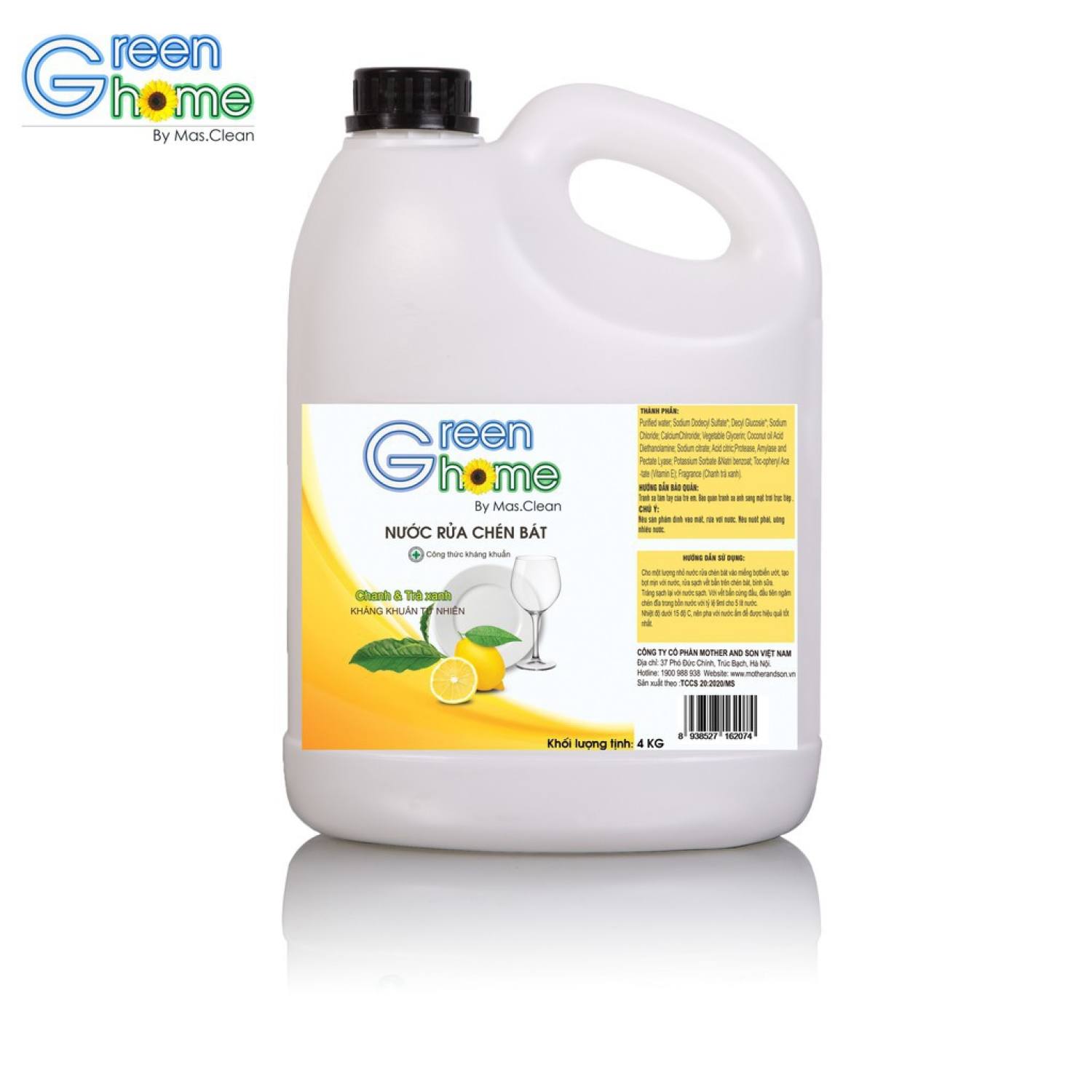 Nước rửa chén hữu cơ Greenhome - can 3,8 LÍT