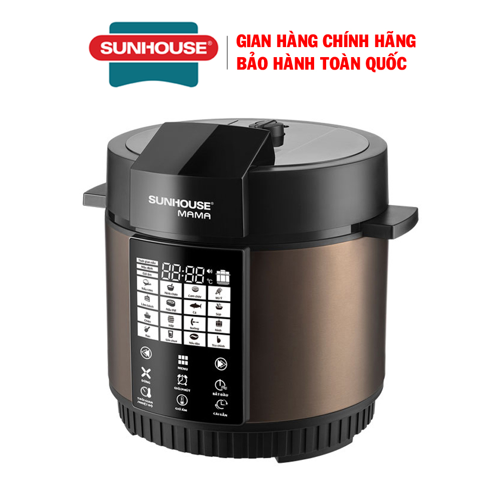 Nồi áp suất điện tử đa năng Sunhouse Mama SHD1588B - Nồi áp suất điện đa năng Sunhouse, Nồi áp suất điện siêu bền, Nồi áp suất điện cảm ứng, Dung tích 5 lít, Công suất 1000W, Bảo hành 24 tháng
