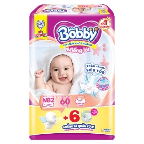 Miếng lót sơ sinh Bobby Newborn1 108 miếng, Newborn2 60 miếng