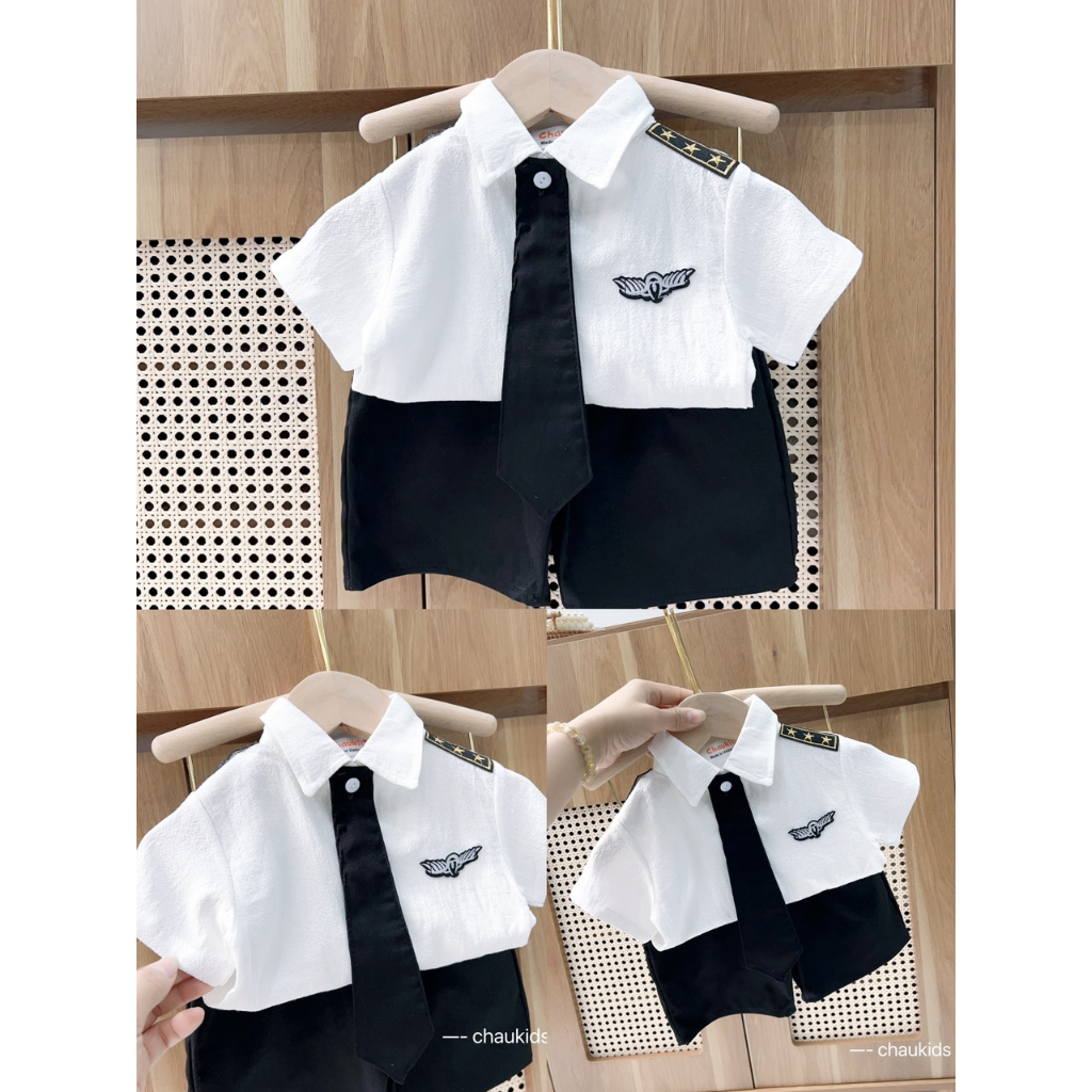 SALE BỘ SƠ MI CÀ VẠT BÉ TRAI SIZE 8-18KG(PHICONG)