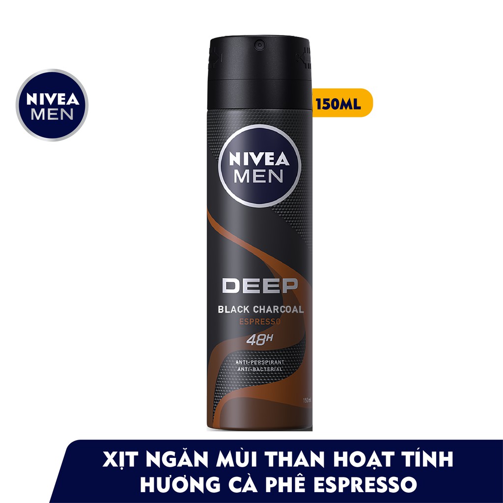 Xịt Ngăn Mùi Nivea Than Đen Hương Espresso  (150ml)