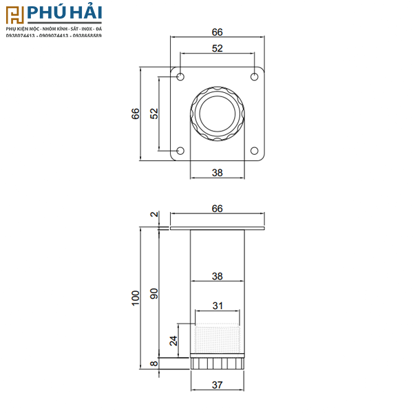 Chân tủ IVAN 08240.310 SSS inox mờ (Cái)