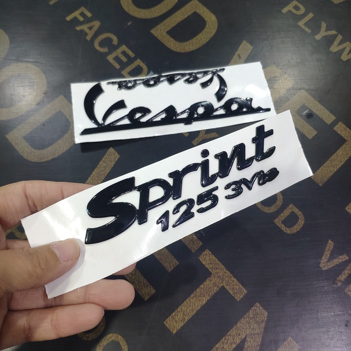 Tem xe máy Vespa sprint 125 3Vie , tem chữ nổi dán xe máy vespa sprint, đồ phụ tùng xe máy