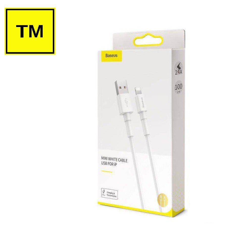 [Chính hãng] Cáp sạc nhanh Lightning Baseus Mini White Cable 2.4A (Bảo hành 12 tháng)