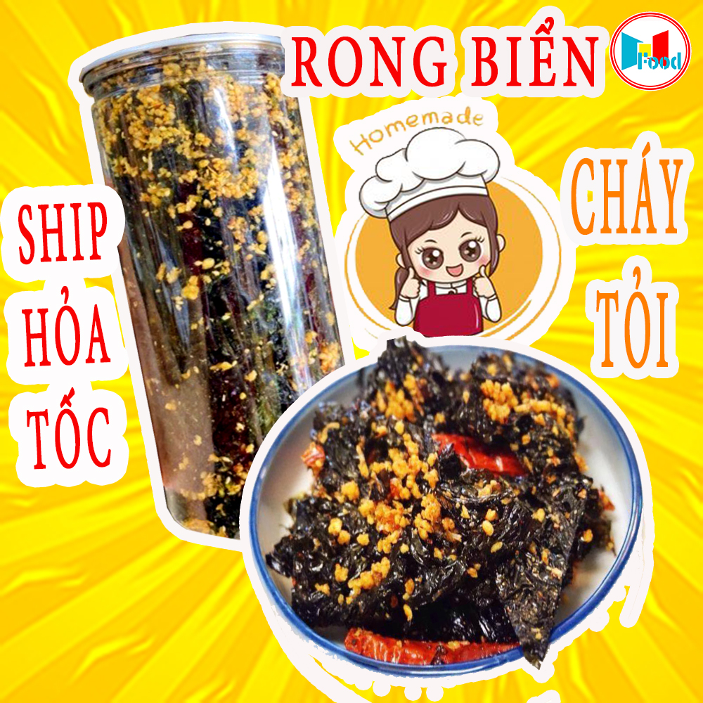 Rong Biển Cháy Tỏi Lon Pet 150gram - rong biển sấy Giòn