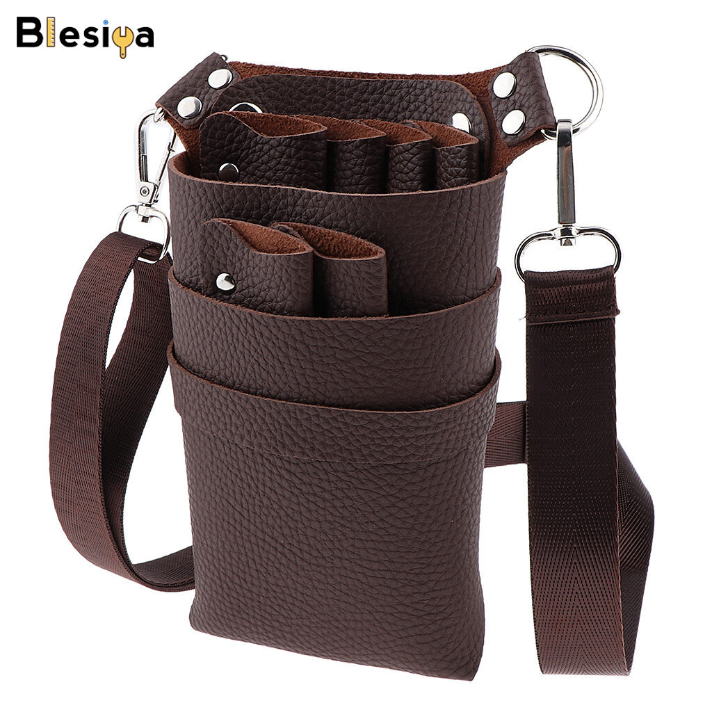 Blesiya túi đeo hông kéo/kéo cắt tóc bằng pu, túi giữ kẹp lược