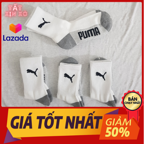 Combo 5 đôi Tất Thể Thao Puma Cao cổ ( Màu Trắng )