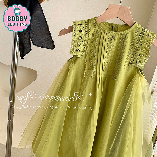 Đầm, Váy đi tiệc cho bé màu xanh cốm(Hàng loại 1)