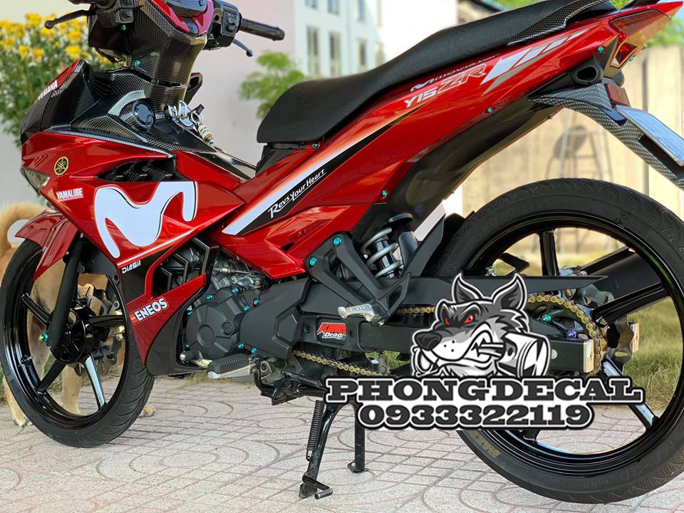 Tem Rời Xe Yamaha Exciter 150 Movistar Dán Xe Đỏ