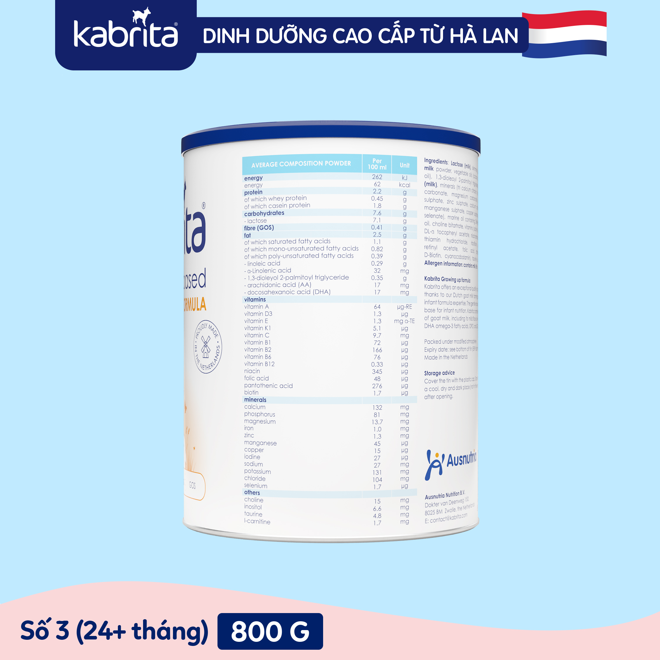 Combo 3 lon sữa dê Kabrita số 3 cho trẻ trên 24 tháng