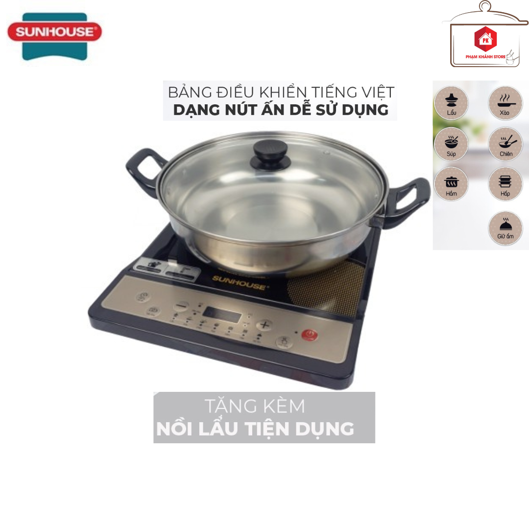 BẾP ĐIỆN TỪ SUNHOUSE SHD (Tặng Kèm Nồi Lẩu Nắp Kiếng)