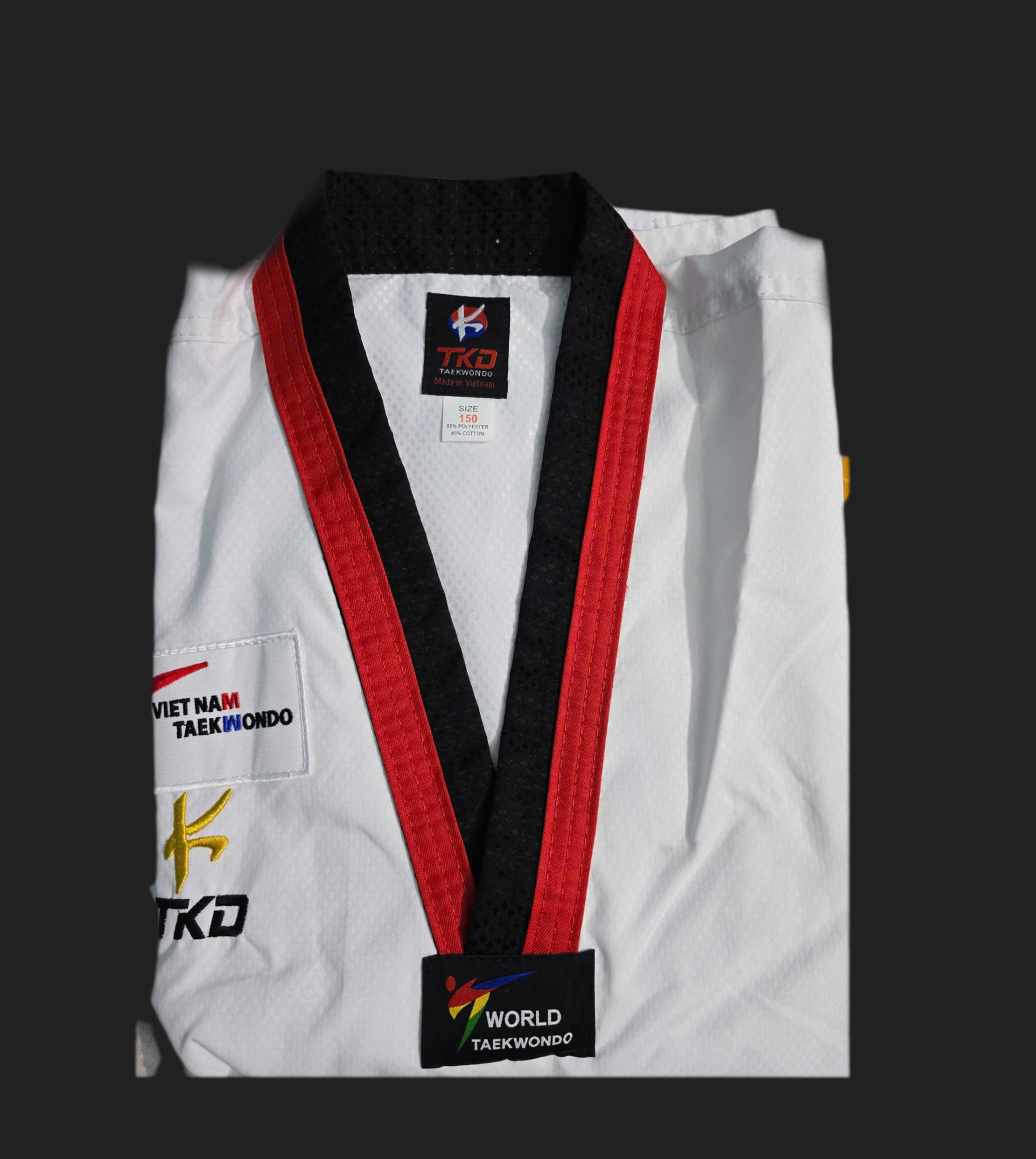 Võ phục TAEKWONDO cổ đen/đỏ đen phong trào