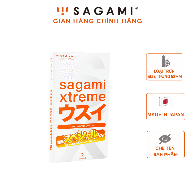 Bao cao su siêu mỏng Sagami Super thin (hộp 2 chiếc) - Hàng chính hãng Nhật Bản