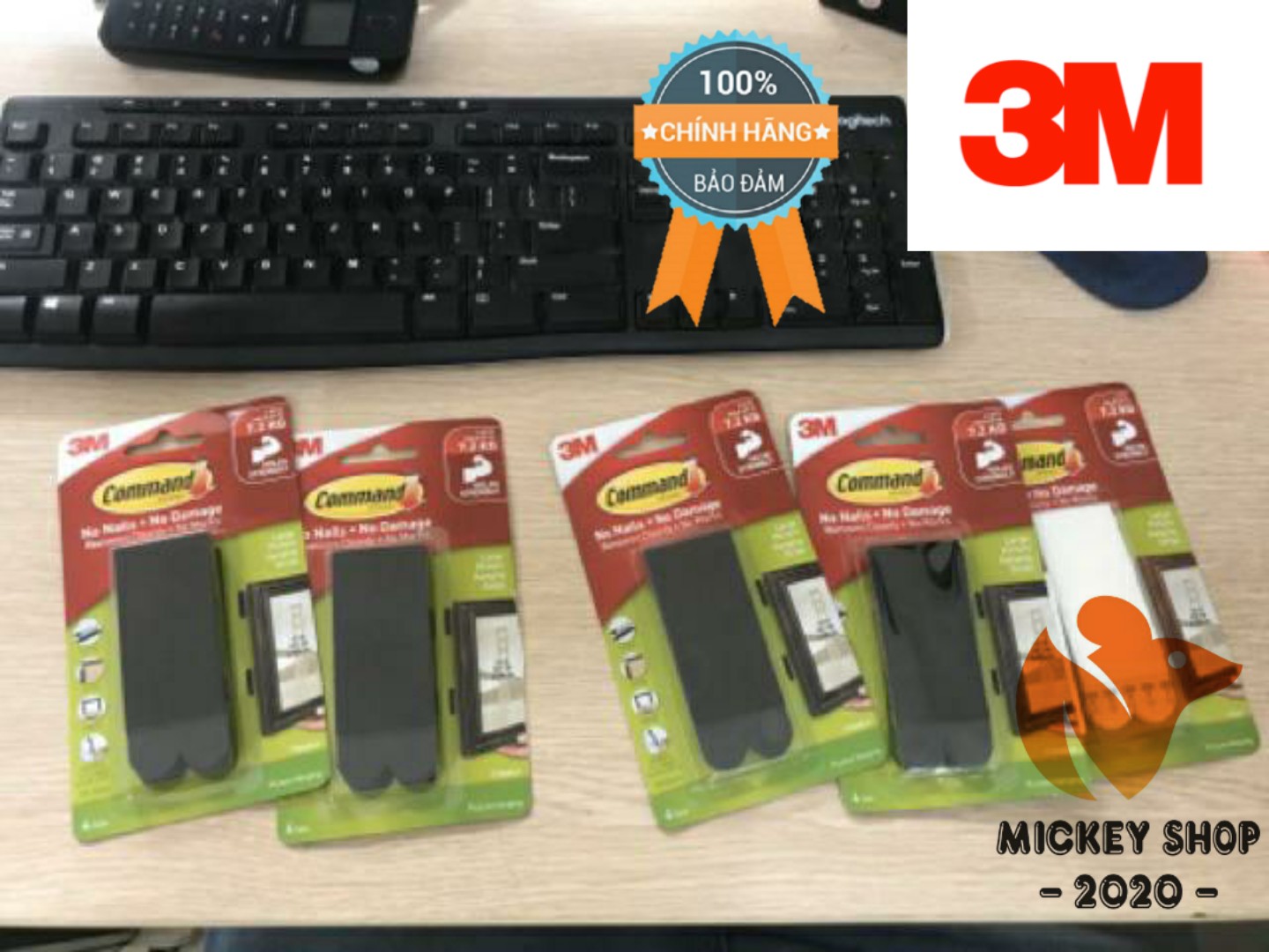 [SIÊU DÍNH] Miếng dán treo tranh trắng 7.2kg vỉ 8 miếng Command 3M 17206
