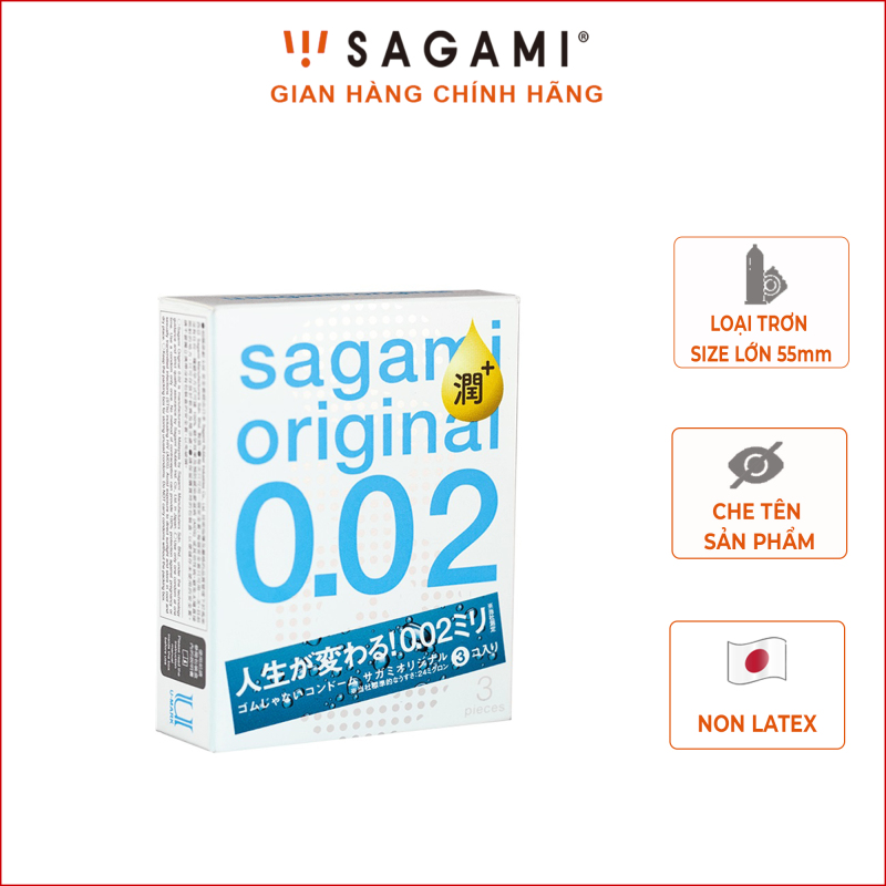 Bao cao su Sagami Original 0.02 Extra (Hộp 3) - Tăng 30% Gel - Siêu mỏng 0.02mm nhập khẩu