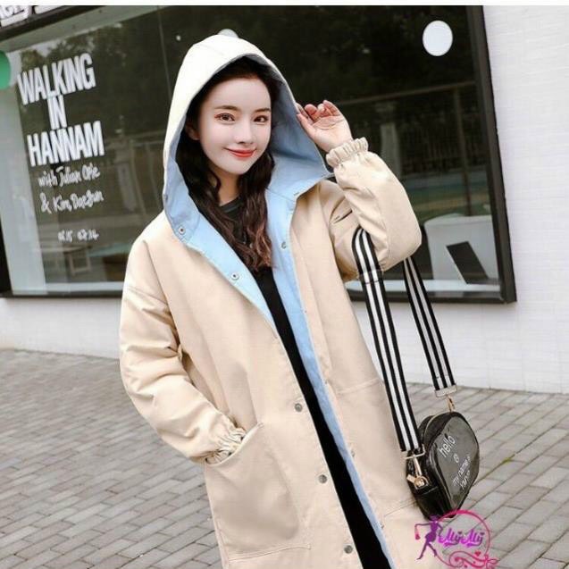 Áo khoác dù form dài 2 mặt phong cách