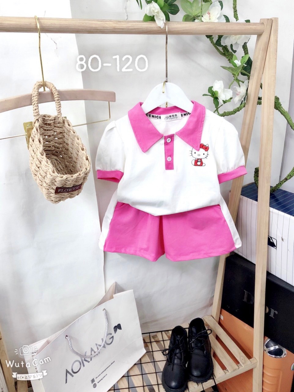 Thời trang bé gái bộ quần áo thun bé gái chất cotton họa tiết mèo kitty xinh xắn cho bé từ 1 tuổi - 5 tuổi nặng từ 8kg -18kg