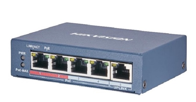 DS-3E0105P-E/M(B) Switch mạng 4 cổng PoE 100M, 1 cổng uplink 10/100M , Layer 2  - Sản phẩm chính hãng HIKVISION Bảo hành 24 tháng