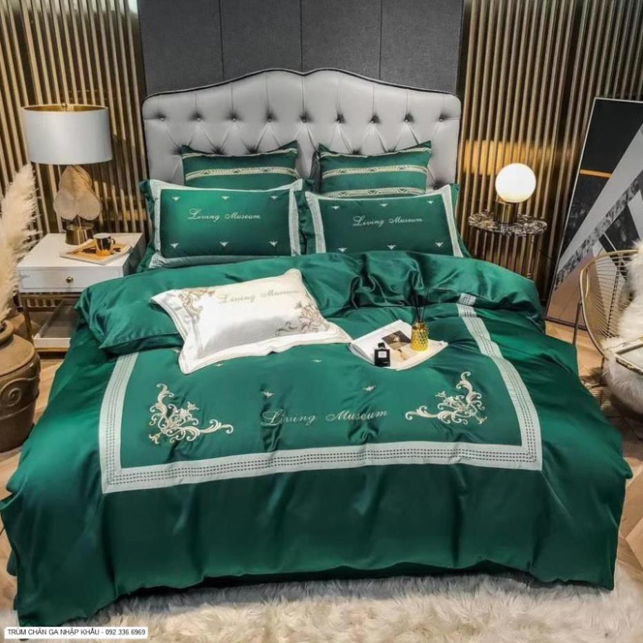 BỘ CHĂN GA GỐI LỤA TENCEL 60S THÊU TINH TẾ CAO CẤP