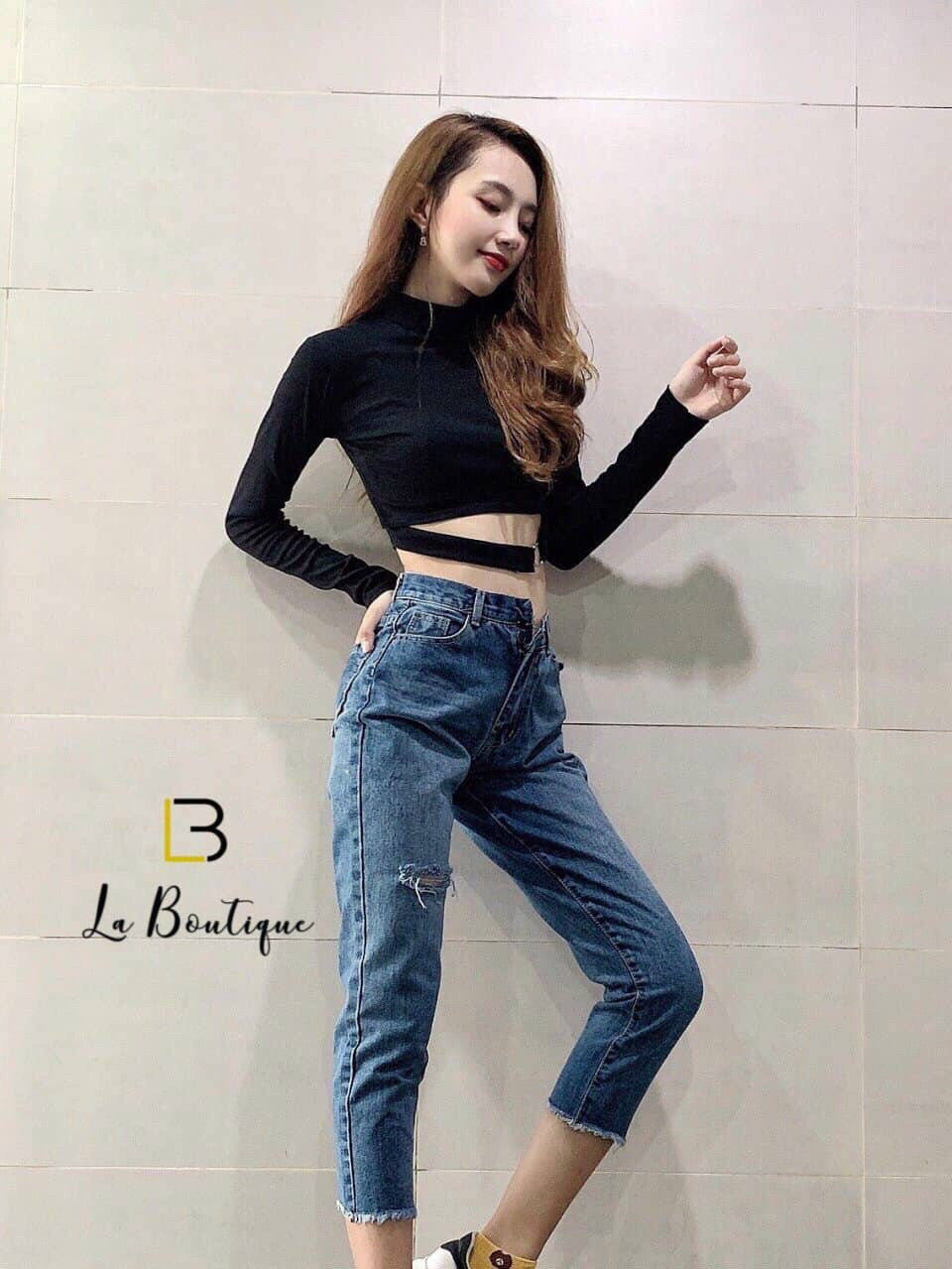Áo croptop Tay dài phối khoen eo xinh xắn TTSA0803