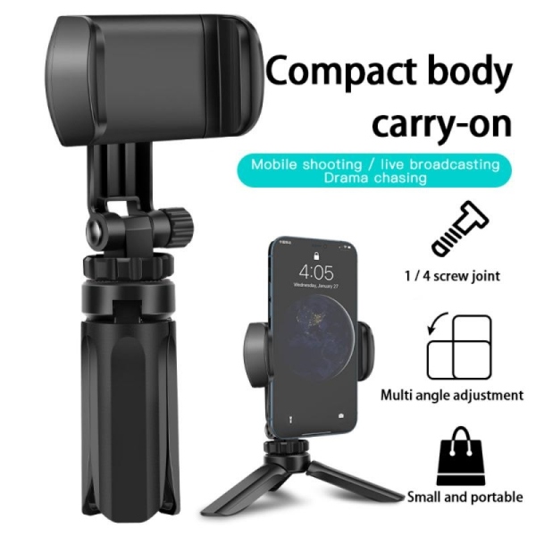 Portable Phone Tripod Holder Foldable Tripod 360°Rotation Phone Stand Holder For Gopro IPhone Samsung Xiaomi Huawei SmartPhone