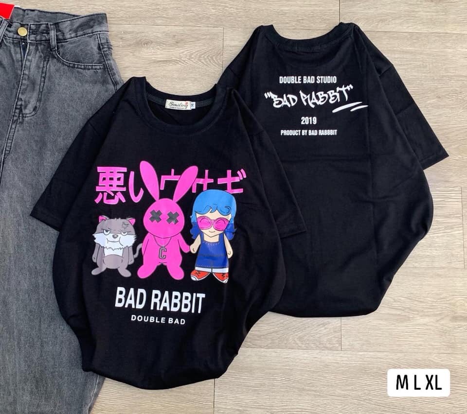 Ảnh thật ở cuối] Áo thun unisex tay lửng BAD RABBIT DOUBLE BAD phong cách  Hàn Quốc cực hot - Hany shop | Lazada.vn