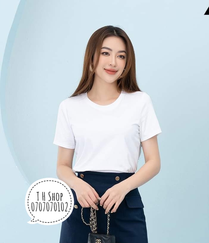 Áo thun trơn nữ tay ngắn có Big Size, áo thun trơn basic cổ tròn