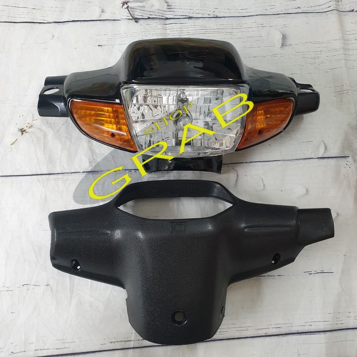 Bộ 4 món đèn pha - xi nhan - ốp đầu (gáy) xe 1 bóng phanh CƠ xe Wave ZX / Wave thái / Wave alpha