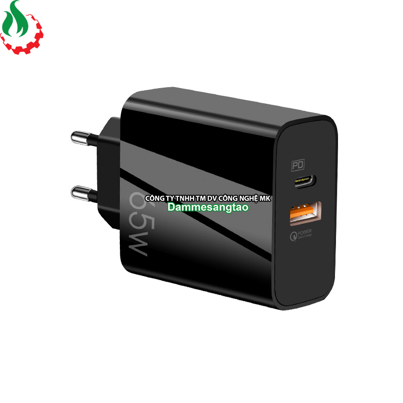 Củ sạc nhanh 65W chuẩn GaN (1 Type-C 33W - 1 USB 18W)