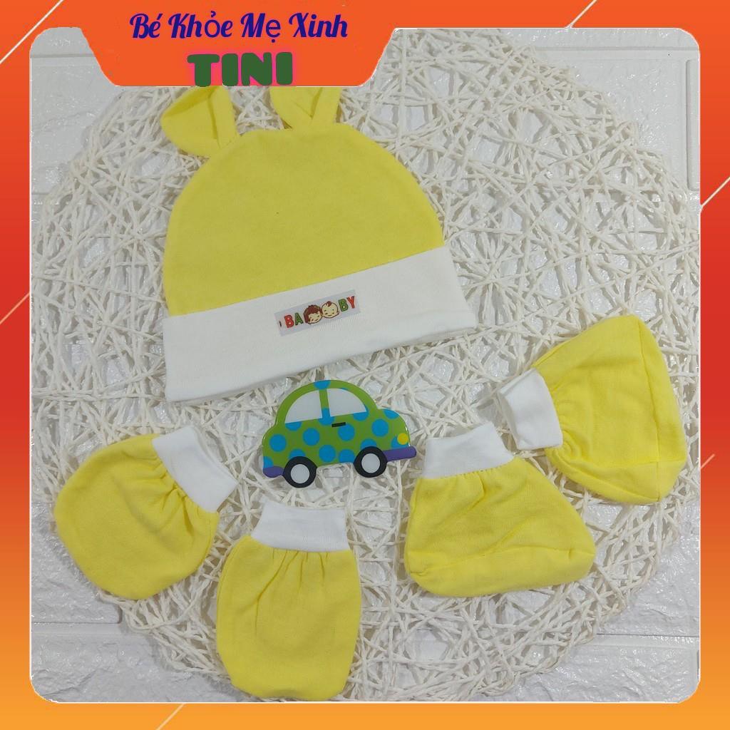 Set mũ bao tay bao chân sơ sinh nhiều màu cho bé