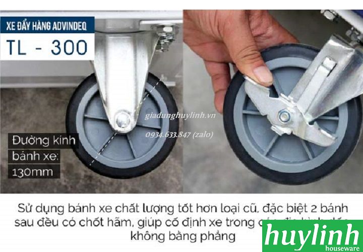 Xe kéo đẩy hàng sàn thép Advindeq TL-300 - (Tải trọng 300 - 350kg)