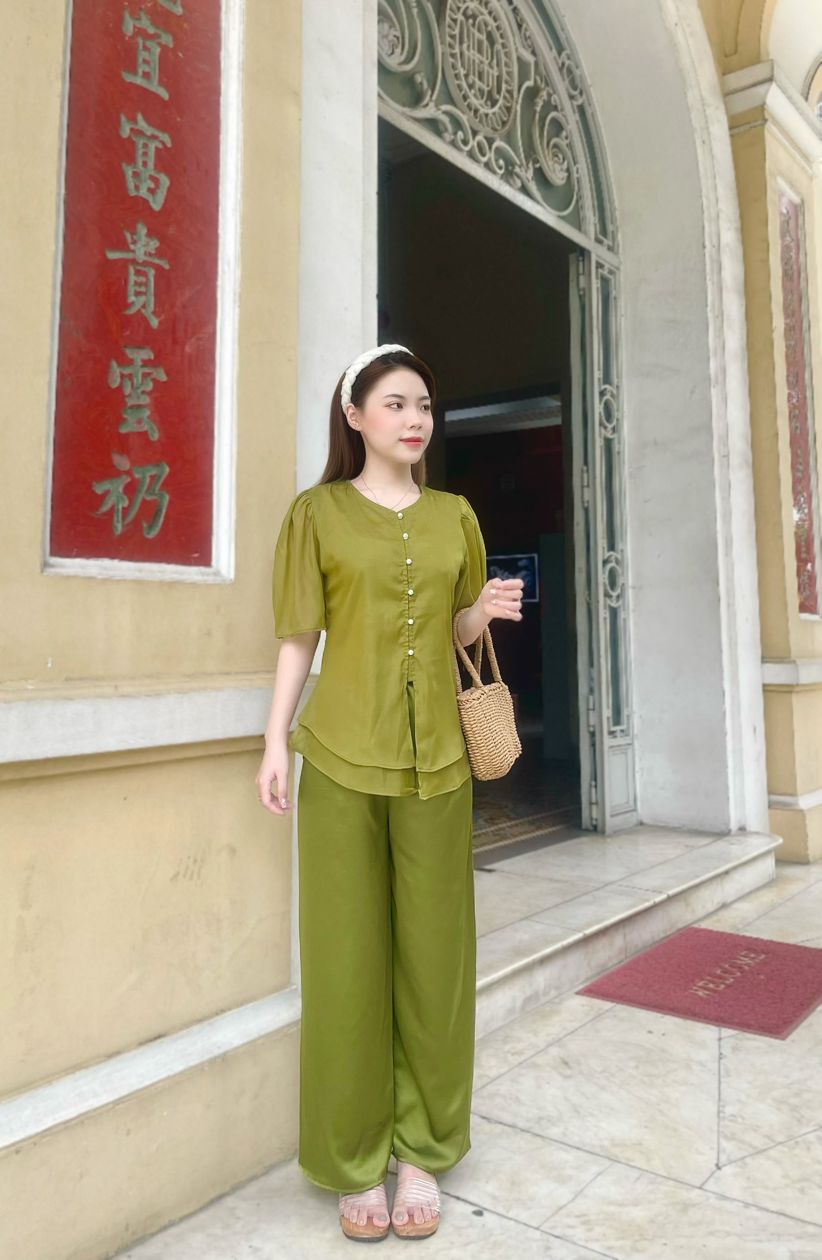 [ Đồ lam đi chùa] Mẫu chất voan 2 lớp V1