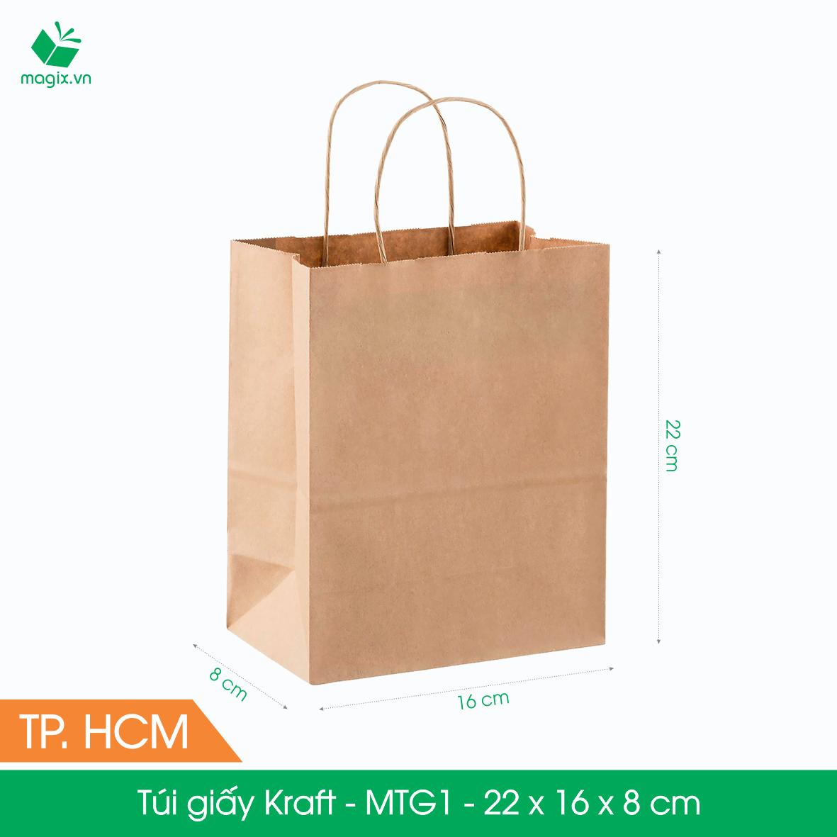 MTG1 MTG1T - 22x16x8cm - Combo 25 túi giấy Kraft Nhật cao cấp