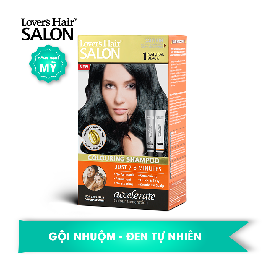 Dầu Gội Nhuộm Phủ Bạc Tóc số 1 Lover's Hair Salon 1 Natural Black (Màu Đen)
