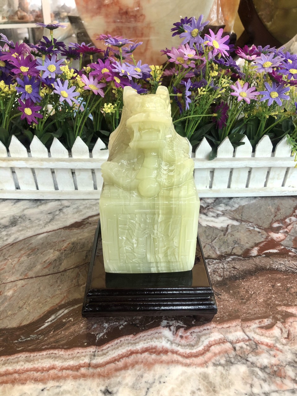 Ấn Rồng phong thủy đá ngọc Onyx - Cao 15 cm