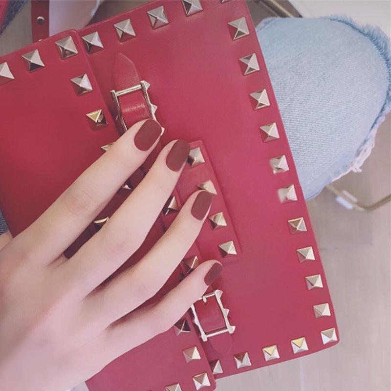 Bộ 24 móng tay giả đỏ nhám vuông (kèm keo+miếng dán+dũa)