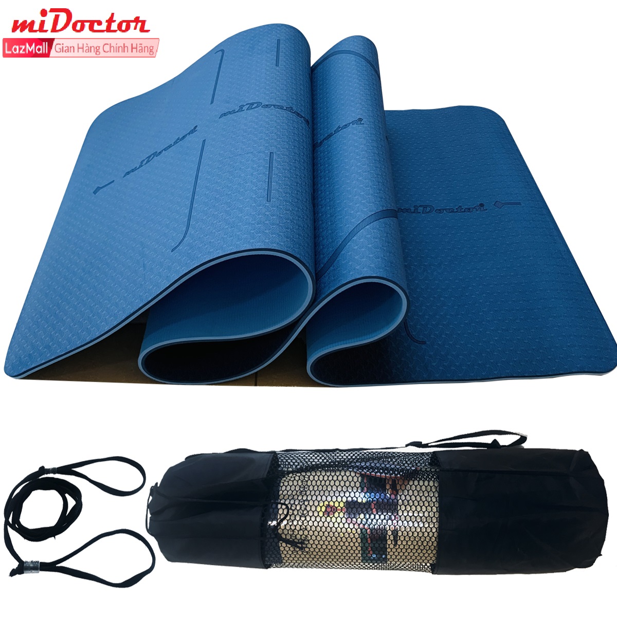 Thảm Tập Yoga Định Tuyến 8mm 2 Lớp miDoctor + Bao Đựng+ Dây Buộc (Chọn màu), Thảm Yoga Chống Trượt, Thảm Yoga TPE Caosu - Chính Hãng miDoctor
