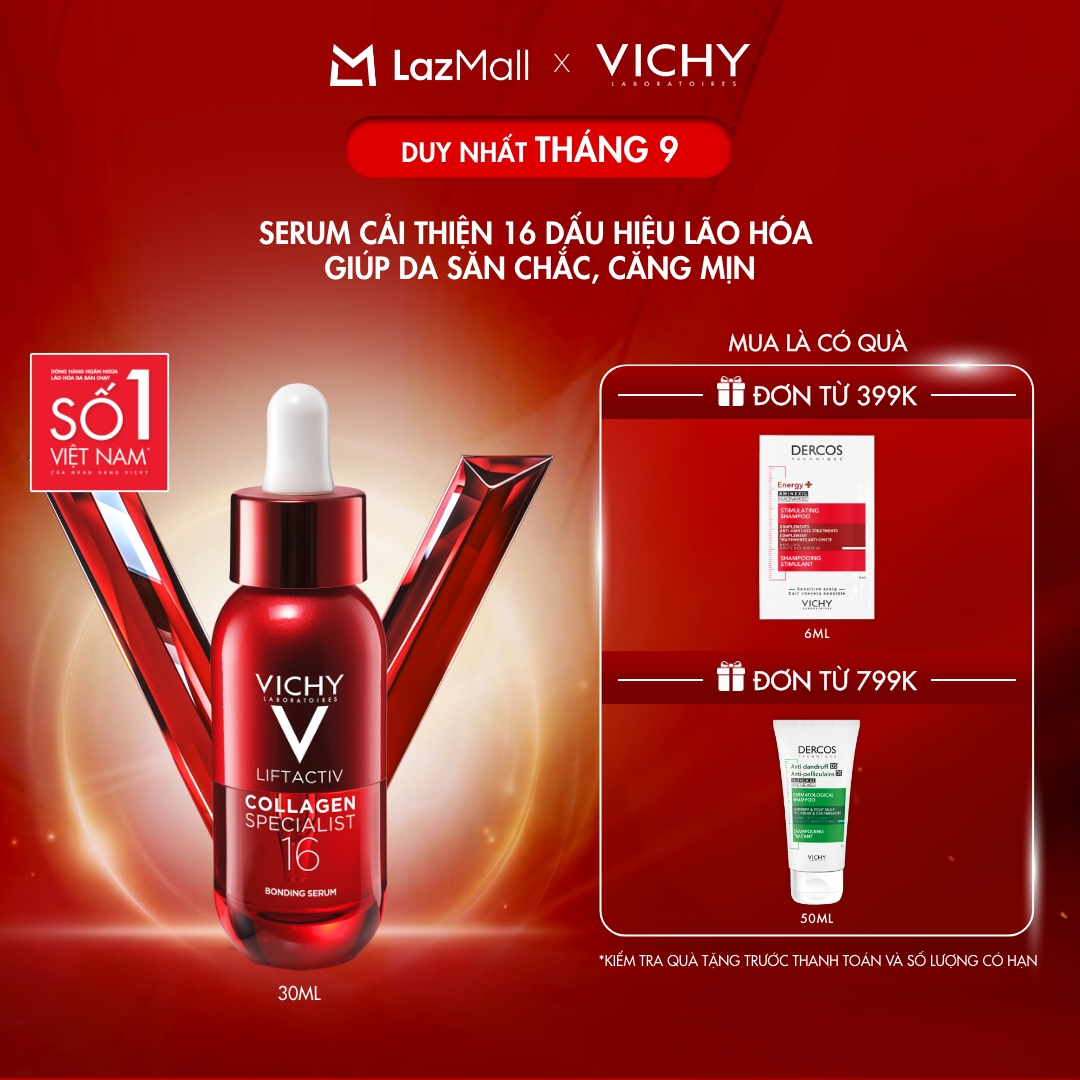 SERUM VICHY COLLAGEN 16 TRẺ HOÁ & SĂN CHẮC DA, CẢI THIỆN 16/16 DẤU HIỆU LÃO HOÁ 30ML