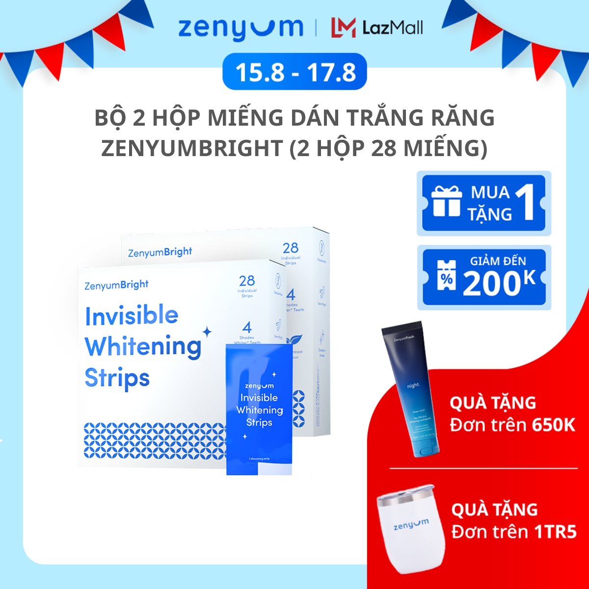 Bộ 2 hộp miếng dán trắng răng ZenyumBright