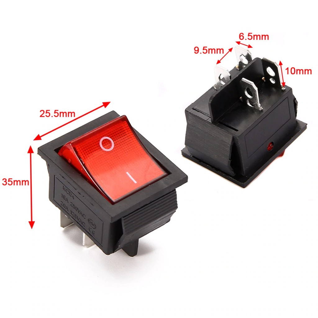 Công tắc bập bênh on-off 4 pin 16a - 220v kcd4