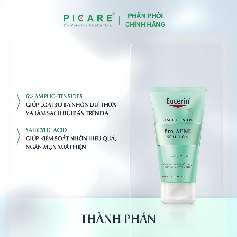 Sữa Rửa Mặt Dạng Gel Dành Cho Da Nhờn Mụn Eucerin Pro Acne Solution Cleasing Gel 75ml