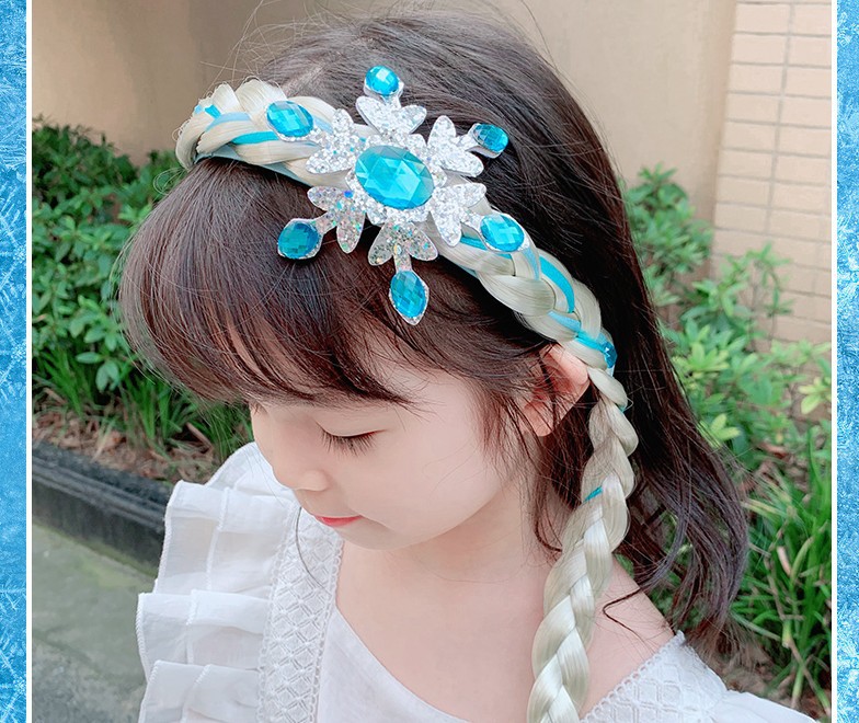 Bờm tóc giả Elsa gắn vương miện cho bé
