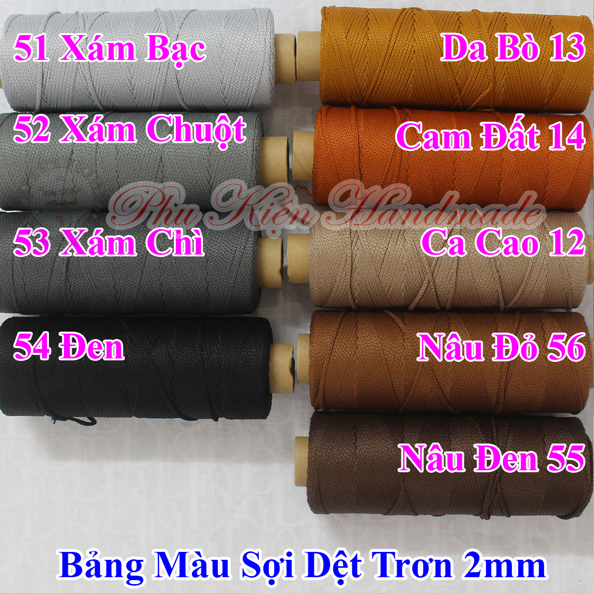Sợi Dệt Trơn 2mm (Mã màu 01 - 78)