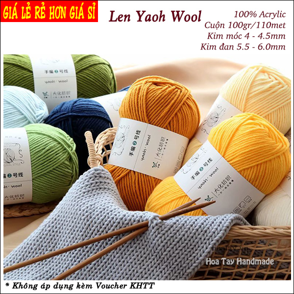 Len Yaoh Wool - Len đan móc khăn mũ Hoa Tay Handmade