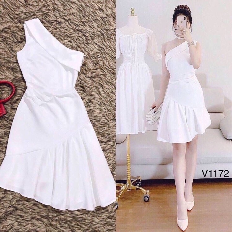 Đầm Nữ ( Váy Nữ ) Dự Tiệc Lệch Vai Dáng Suông Thời Trang Bambo