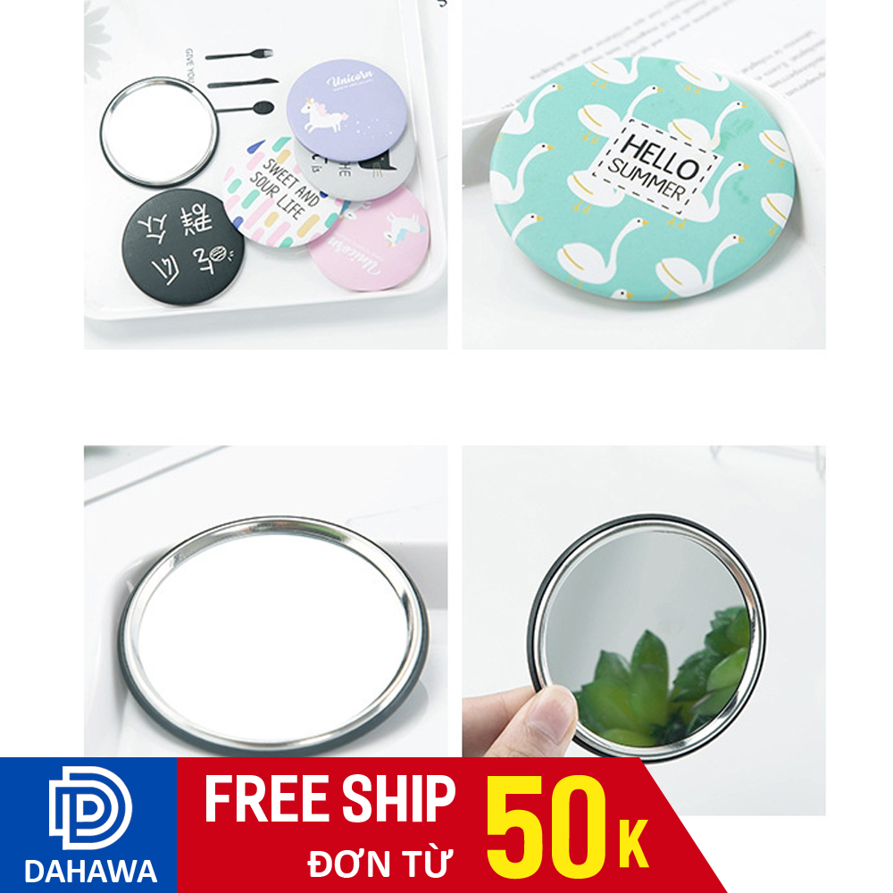 Gương tròn mini bỏ túi xách, dùng son môi, trang điểm, chỉnh marcara kiểu dáng Hàn Quốc